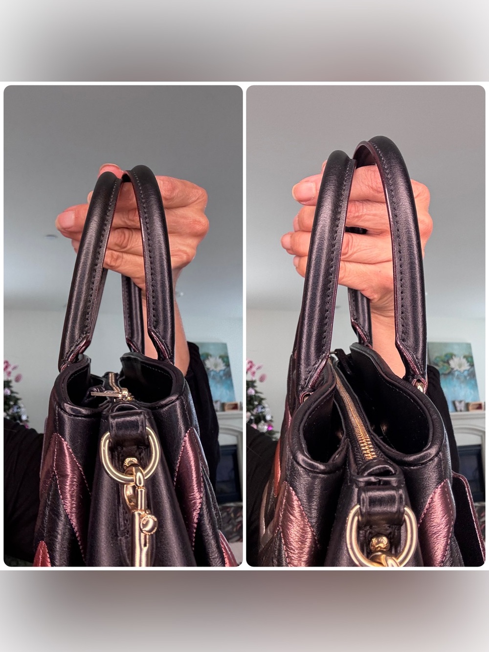 ❌❌❌SOLD Coach Mini Sage Carryall with Chevron Quilting in Black Multi F37872 EUC - Picture 17 of 17